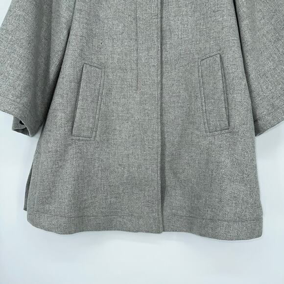 ZARA Wool Blend Cape Coat Buckle Poncho Jacket Funnel Neck Gray - Picture 5 of 13